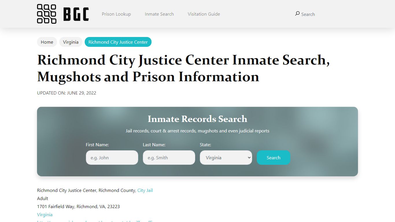 Richmond City Justice Center Inmate Search, Mugshots ...