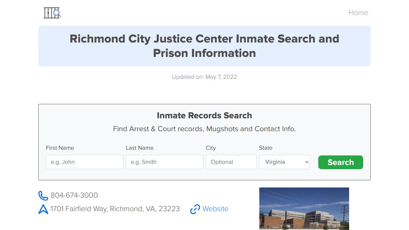 Richmond City Justice Center Inmate Search, Visitation ...