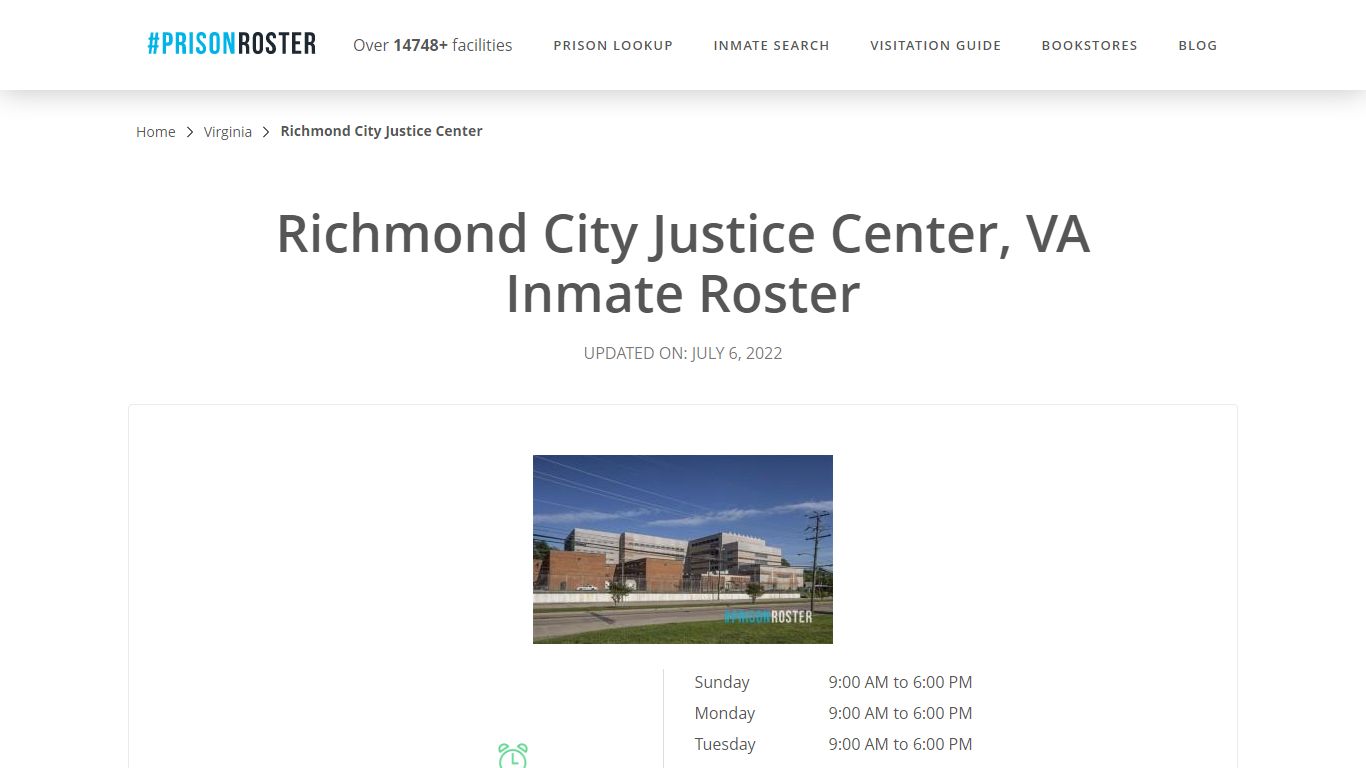 Richmond City Justice Center, VA Inmate Roster